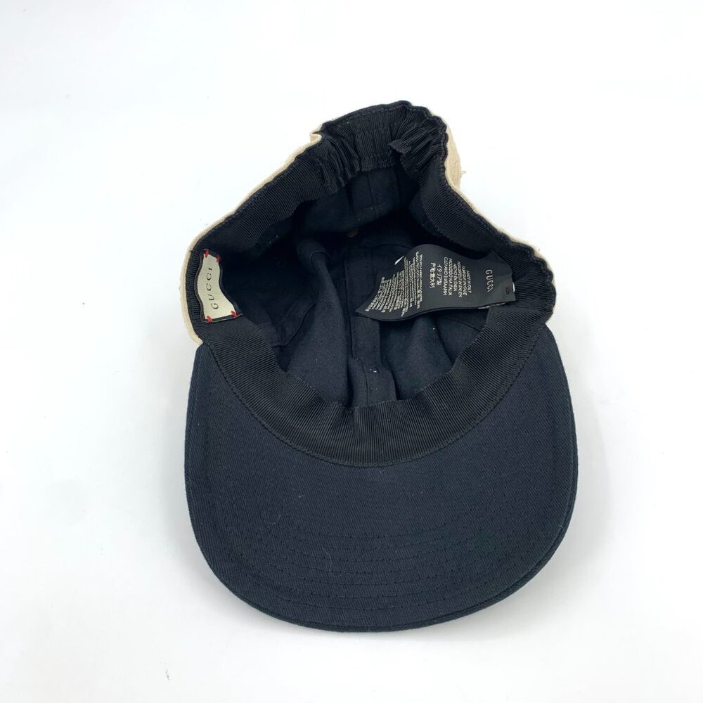 X17104 Gucci black logo cotton cap with brim 7.5cm circumference 60cm XL slight - Picture 6 of 9